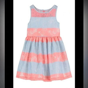 PIPPA AND JULIE STRIPE LACE DRESS IN CORAL/ BLUE